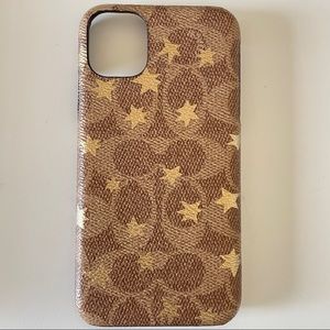 Coach Slim Wrap Case for Apple iPhone 11 Smartphones - Khaki / Gold Foil Stars